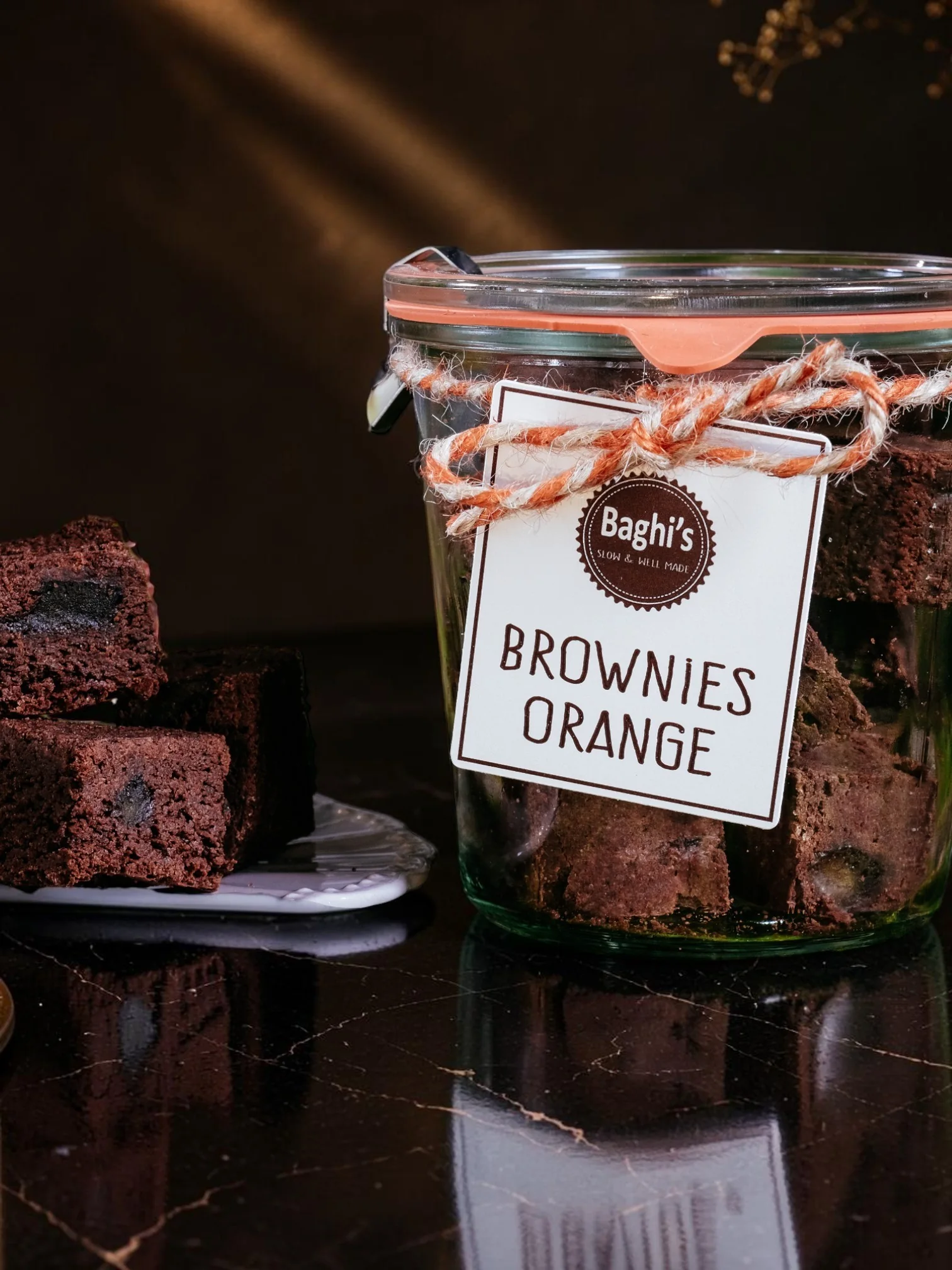 Brownies artigianali Baghi's all'arancio candito nel vaso Weck